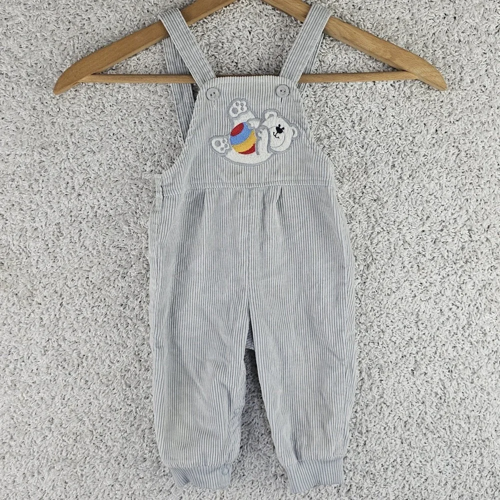 Vintage Carter's 12 Months Corduroy Polar Bear Ball Playing Overalls Made In USA